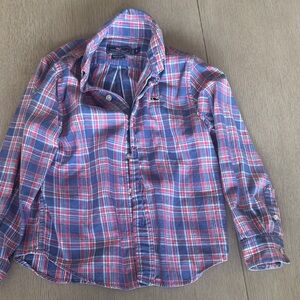 Boys Plaid vineyard vine button down Shirt - Red and Blue